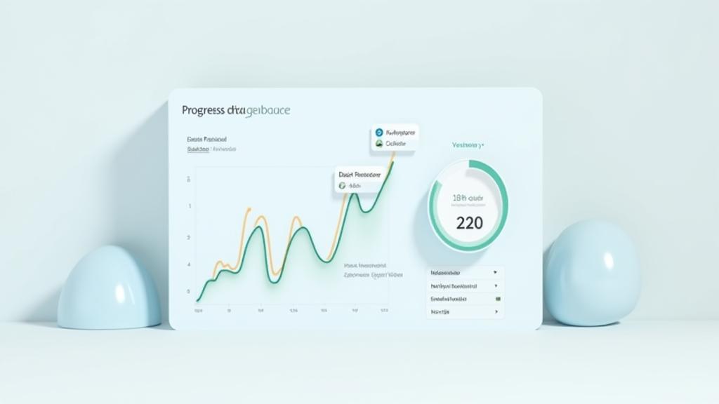 Dashboard con gráficos intuitivos que muestran el progreso de meditación, estado de ánimo y tiempo acumulado