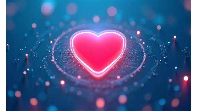 Corazón estilizado con ecualizador, y elementos gráficos de bienestar, representando la prevención cardiovascular avanzada.