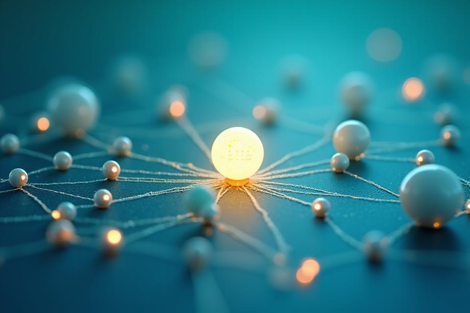 Infografía artística mostrando una red de nodos conectados, simbolizando diferentes factores de personalización como edad, nivel de actividad, objetivos y preferencias, con un aura de bienestar.