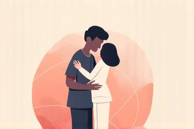 Dos figuras humanas estilizadas, una apoyando a la otra, sobre un fondo suave que sugiere equilibrio y comunidad. Representa el respeto y la cooperación entre usuarios.